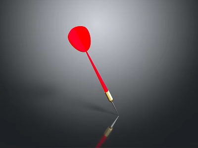 Red Dart As Practical Household Item With Red Tip Golden Connector Sharp Needle And Reflection 3d model