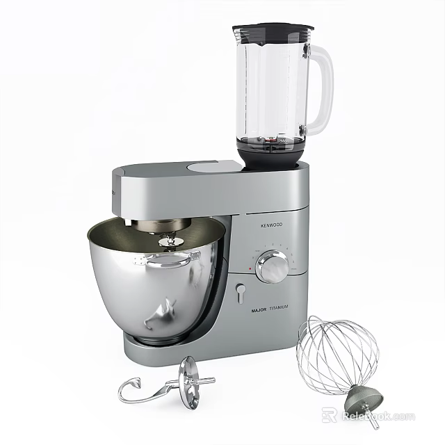 Modern Stand Mixer Kitchen Appliance With Stainless Steel Bowl Blender Attachment And Whisk Accessory 3d model 