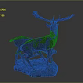 Bronze Deer Sculpture With Adult Deer And Fawn Standing On Ornate Base