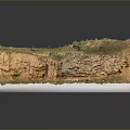 Natural Landscape Model With Red Rock Formation Green Vegetation And Caves