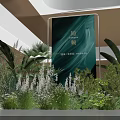 Floral Display Design With Lush Greenery White Flowers Tropical Plants And Indoor Digital Screen