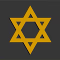 Golden Star of David Shiny 3D Rendered Design On Dark Background With Reflective Surface