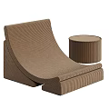 Modern Textured Furniture Pieces With Curved Seats Cylindrical Cushions In Brown Beige White Tones