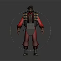 3D Character Model In Red Outfit With Black Vest Hat And Gear