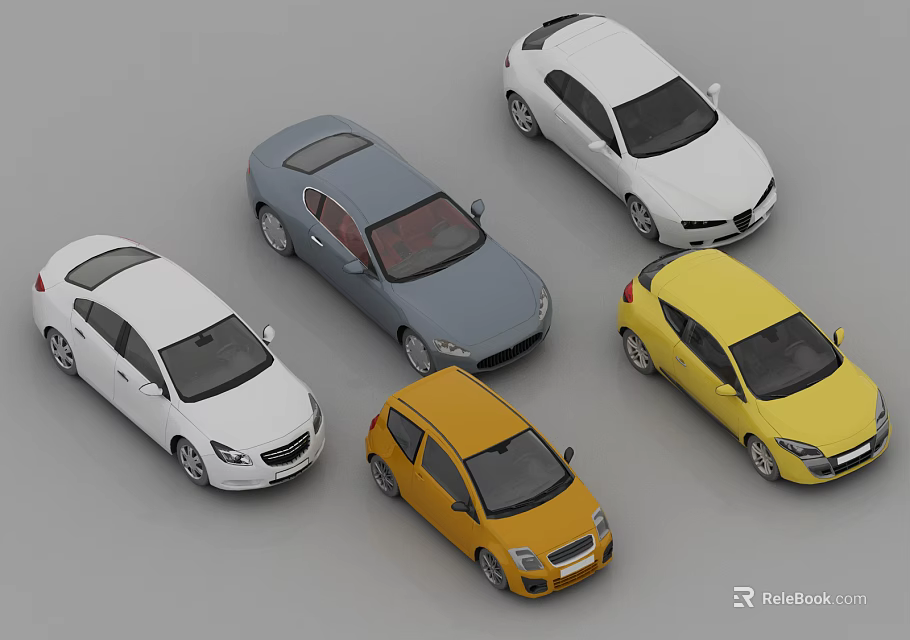 Various Colored Car Models Including Sedans And Hatchbacks In Different Styles 3d model 