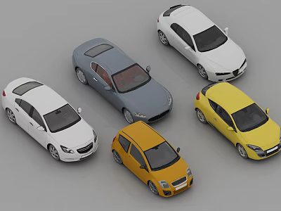 Various Colored Car Models Including Sedans And Hatchbacks In Different Styles 3d model