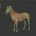Brown Horse 3D Model Standing On Dark Background With Reflection 3d model