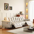 Modern Three Seater Leather Sofa With Reclining Function And Tufted Design In Elegant Living Room