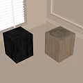 Two Modern Tree Stump Coffee Tables In Black And Wooden Design With Natural Texture