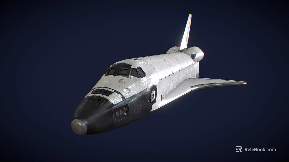 Space Shuttle Design Features White And Black Exterior With Wings And Nose Cone 3d model 