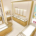 Luxurious Jewelry Store Interior With Golden Counters And Glass Display Cases