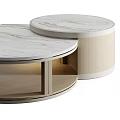 Modern Round Dining Table With Marble Top And Wooden Nested Base Design