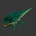 Blue Spiked Dinosaur Model With Open Mouth Sharp Teeth And Textured Turquoise Skin 3d model