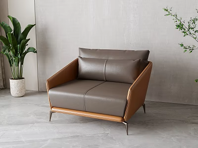 Modern Single Leather Sofa 3d model