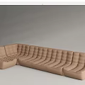 Modern Beige L Shaped Modular Sofa Set With Tufted Stitched Details 3d model