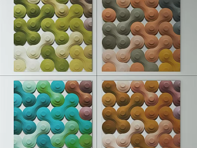 Multicolored 3D Textured Decorative Wall Tiles With Repeating Circular Patterns 3d model