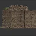 Modern Stone Wall Structure With Exposed Bricks And Small Green Plants Design