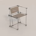 Modern Minimalist Single Chair With Silver Metal Frame And Light Colored Seat