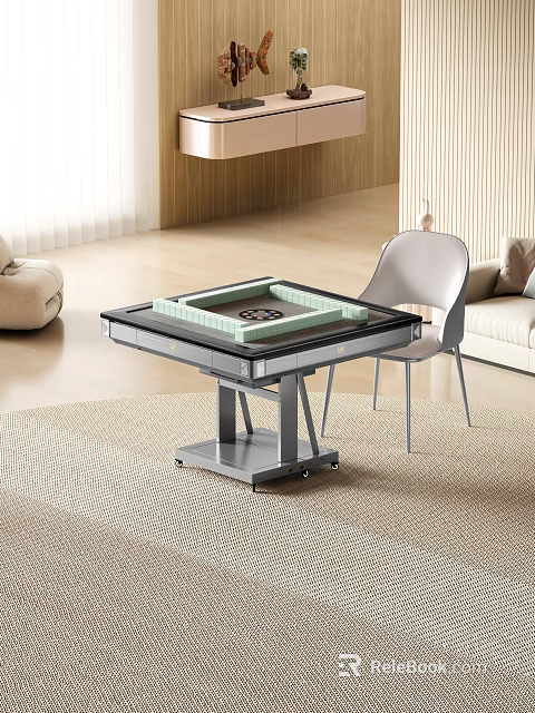 Modern Portable Mahjong Table In Living Room With Sofa And Chair 3d model 