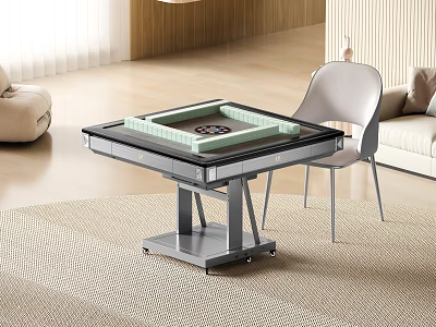 Modern Portable Mahjong Table In Living Room With Sofa And Chair 3d model