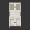 White Entryway Console Side Cabinet With Glass Doors And Storage Drawers