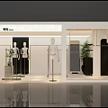 Modern SOLO Strutter Retail Store With Arched Doorways Display Windows Mannequins Dark Curtains Circular Sign