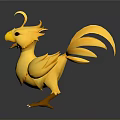 Cute Yellow 3D Cartoon Game Movie Character With Spread Tail And Open Mouth