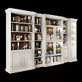 White Display Bookcase With Glass Doors Holding Blue And White Vases Books And Decorations