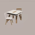 Modern Wooden Table and Chair Set with Upholstered Seats and Minimalist Design