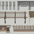 Different Open Pergola Structures With Slatted And Grid Designs For Garden