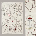 Contemporary Square Rug Featuring Abstract Line Patterns And Geometric Shapes For Home Decor