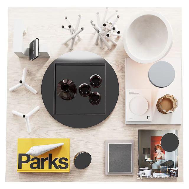 Modern Minimalist Decorative Ornament Set With Geometric Shapes For Home Tabletop Decor 3d model 