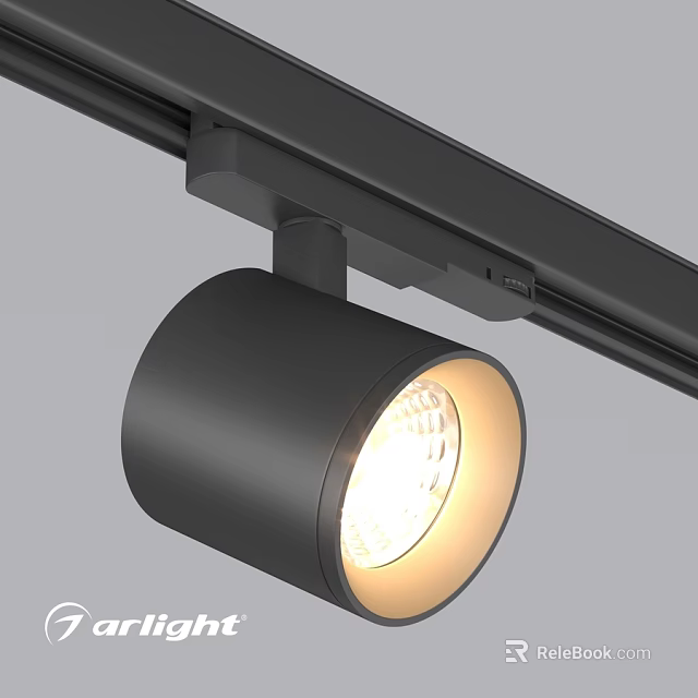 Black Cylinder Track Spotlight with Bright Illuminated Light for Modern Interior Design 3d model 