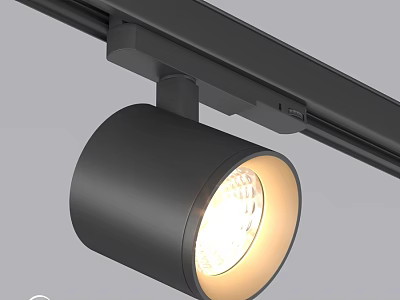 Black Cylinder Track Spotlight with Bright Illuminated Light for Modern Interior Design 3d model
