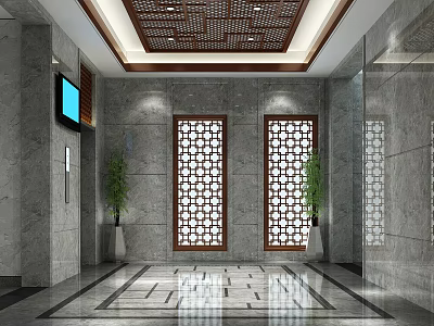 New Chinese Elevator Hall 3d model