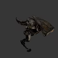 Mechanical Robot Character With Rusted Metal Armor Dynamic Walking Pose For Sci Fi Game Movie