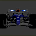 Blue Alpine Formula 1 Race Car with Sleek Bodywork Red Helmet and Large Wheels