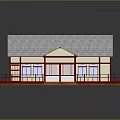 Traditional Style Residential Building With Gray Roof White Walls Red Railings And Covered Porch