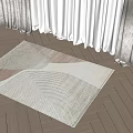 Light Colored Square Rug With Woven Texture On Wooden Floor Near White Curtains