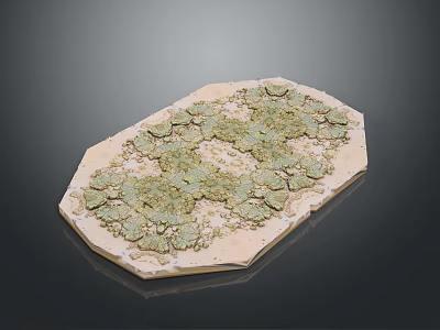 Wooden Stone Oval Decorative Plate With Intricate Green Pattern Design Details 3d model
