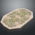 Wooden Stone Oval Decorative Plate With Intricate Green Pattern Design Details