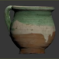 Vintage Style Handmade Ceramic Mug With Green And Orange Glaze And Handle