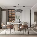 Modern Restaurant Interior With Open Design Chandelier Dining Table And Chairs 3d model