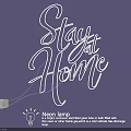 Modern Neon Lighting Combination with Stay at Home Lettering for Interior Decor
