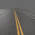 Car Driving On Open Asphalt Road With Double Yellow Lines And Distance