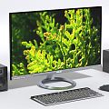 Modern computer monitor mouse keyboard sound speaker display 3d model