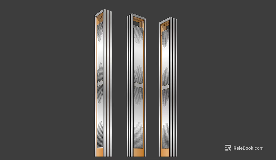Modern Vertical Column Outdoor Lights With Metal And Wooden Accents For Illumination 3d model 