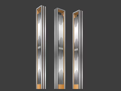 Modern Vertical Column Outdoor Lights With Metal And Wooden Accents For Illumination 3d model