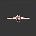 Red And Gold Iron Man Armor With Arms Outstretched Standing Against Gray Background