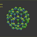 Yellow Spherical Molecular Model With Nodes And Connecting Lines On Dark Background 3d model